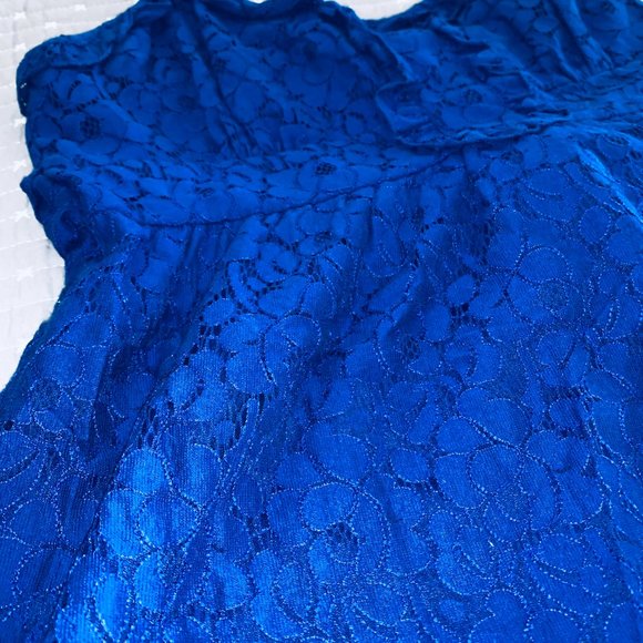 The Limited Tops The Limited Royal Blue Lace Babydoll Tank Poshmark